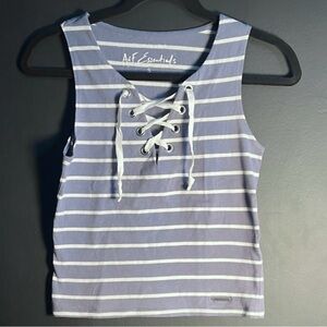 Abercrombie & Fitch Lace-Up Striped Tank Top